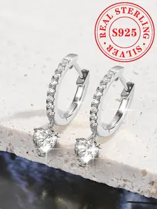 Sparkling 1.0ct heart-shaped moissanite earrings, S925 sterling silver earrings, perfect Valentine's Day and anniversary gifts