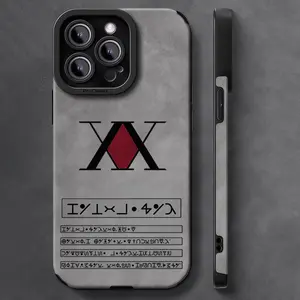 Luxury Leather Lambskin Shockproof Hunter X Hunters Phone Case for iPhone 17 Pro Max Air 16 15 14 13 12 11 Pro Max Plus Black Matte Shockproof Cover