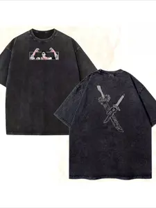 Men's Oversized T-Shirt from a Washed Streetwear Brand, Featuring a Muscular for Man Graphic on The Front And a Sword And Fork Design on The Back. This Vintage Heavyweight T-Shirt Is Perfect for Casual Casual Attire And Makes an Excellent Gift