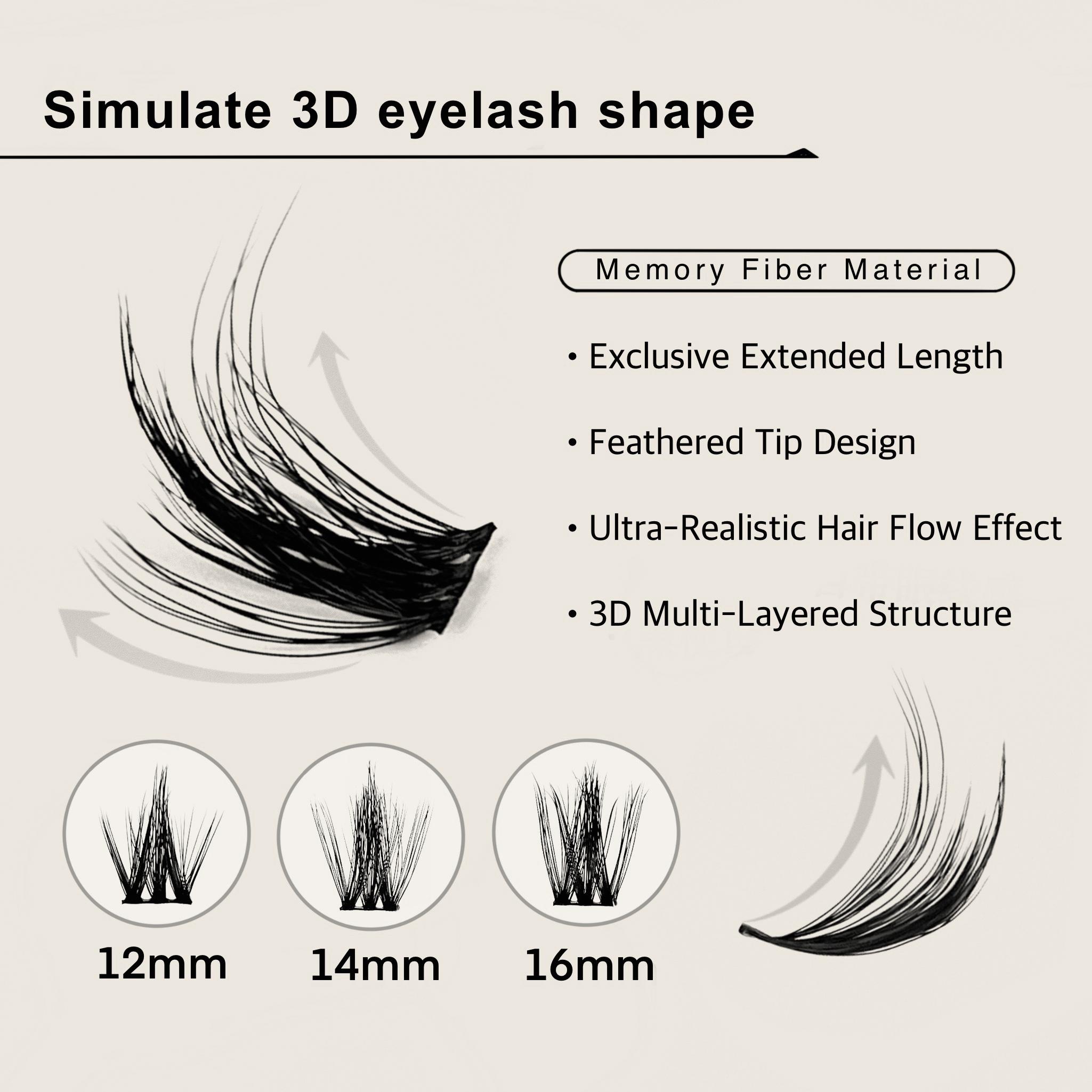 JVLBEAUTY【Night Elf】 Original Euro-American Style False Eyelashes, D Curl, Voluminous, Individual Clusters, Asian-Inspired Comic Look