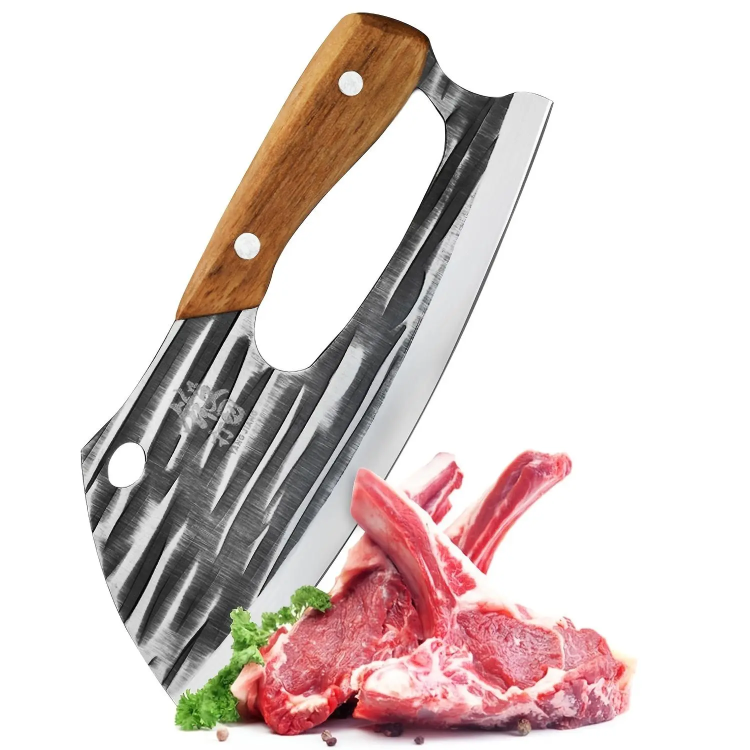 Stainless Steel Kitchen Knife, Ergonomic Meat Cleaver & Chef's Slicing Knife with Anti-slip Wooden Handle, Perfect for Home Cooking, Restaurant, Or Outdoor Use, Stainless Steel Knives