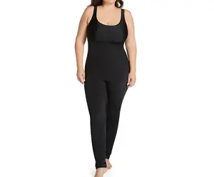 INSTANT FIGURE Plus Size Pant Bodysuit Shapewear WB40231C – Full Body Compression Bodysuit with Legs for Women, Seamless Slimming Sculpt Fit, Wide Straps, Scoop Neck, 4-Way Stretch Nylon Spandex Fabric, All-Day Comfort, Made in USA