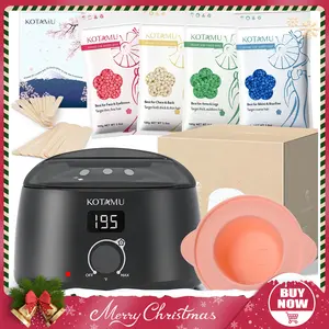 KOTAMU Waxing Kit Black Digital Wax Kit Sensitive Skin Hard Wax Pot for Eyebrow Face Leg Underarm Coarse Soft Hair Professional Wax Warmer