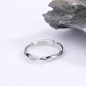 FASHION - Fashion 925 Sterling Silver Simple Twisted Wire Rings For Women Wedding Fine Jewelry Gift