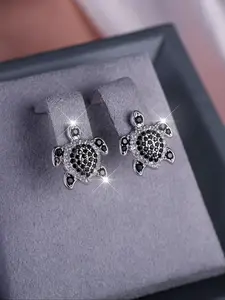 Turtle Design Stud Earrings, Cubic Zirconia Fashionable Jewelry for Women for Party, Daily Clothing Decor, Trendy All-match & Exquisite Jewelry for Birthday Gift