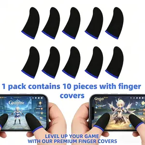 10 Pcs Gaming Finger Gloves, High Sensitivity Sweat-Proof Touchscreen Thumb Gloves, 24 Needles Super Conductive Fiber, Esports Game Accessories, Gaming Finger Sleeves