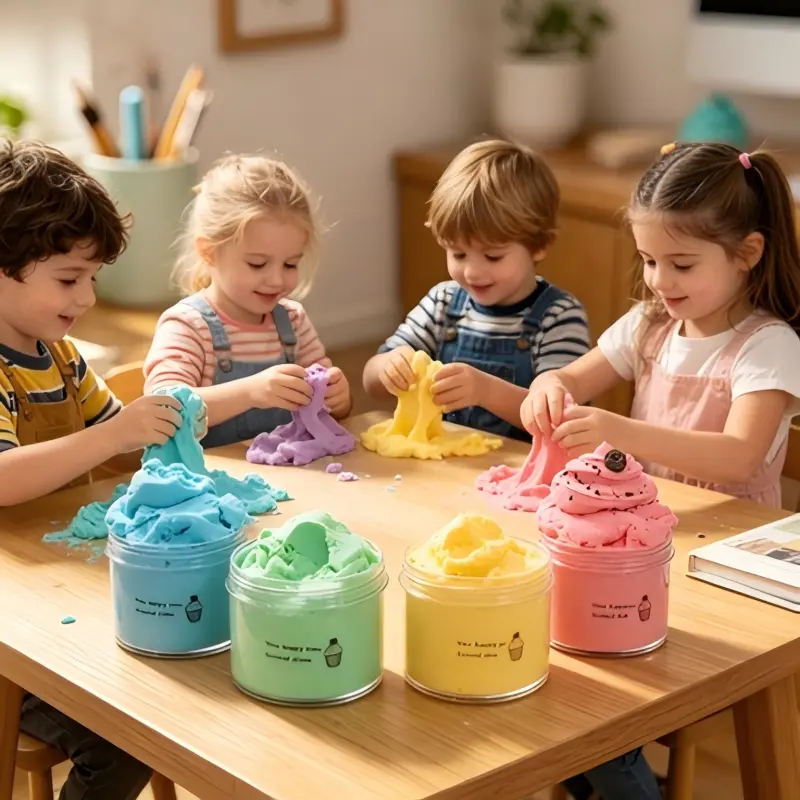 4-piece combo set Cloud-soft butter texture! 4-color cotton slime set, super stretchy and stress-relieving sensory slime kit. 4-piece combo set Cloud-soft butter texture! 4-color cotton slime set, super stretchy and stress-relieving sensory slime kit.