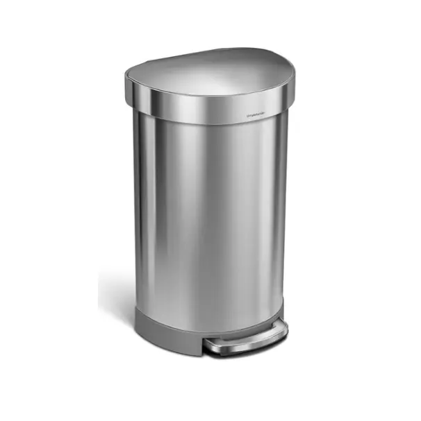 Simplehuman  45 Liter Semi-Round Kitchen Step Trash Can, Smudge Resistant Trash Can with Foot Pedal, Trash cans for apartments, kitchens, hallways, and entrances