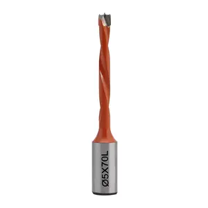 5mm Diameter Carbide Tipped Brad Point Boring Bit Dowel Drill Bits 5mm Dia x 70mm Long x 10mm Shank, Left Hand Rotation