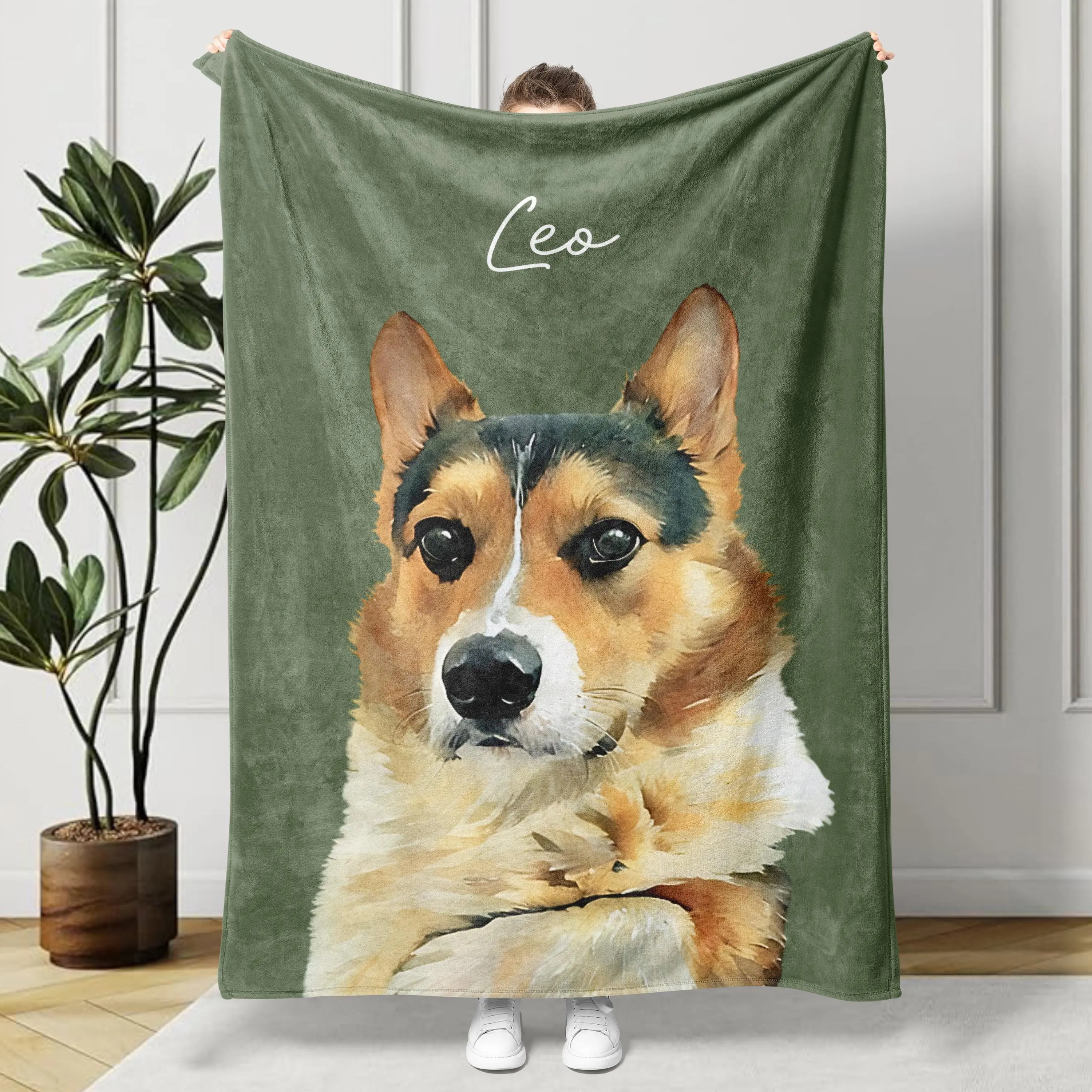 Custom Pet Photo Blanket, Personalized Dog Portrait Blanket, Pet Memorial Gift, Cat Picture Blanket