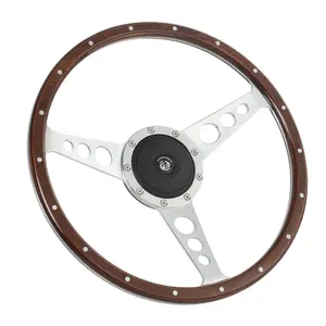 Flashpower 15'' Classic Wood Ssteering Wheel Riveted Vintage Ford Mustang Shelby AC Cobra