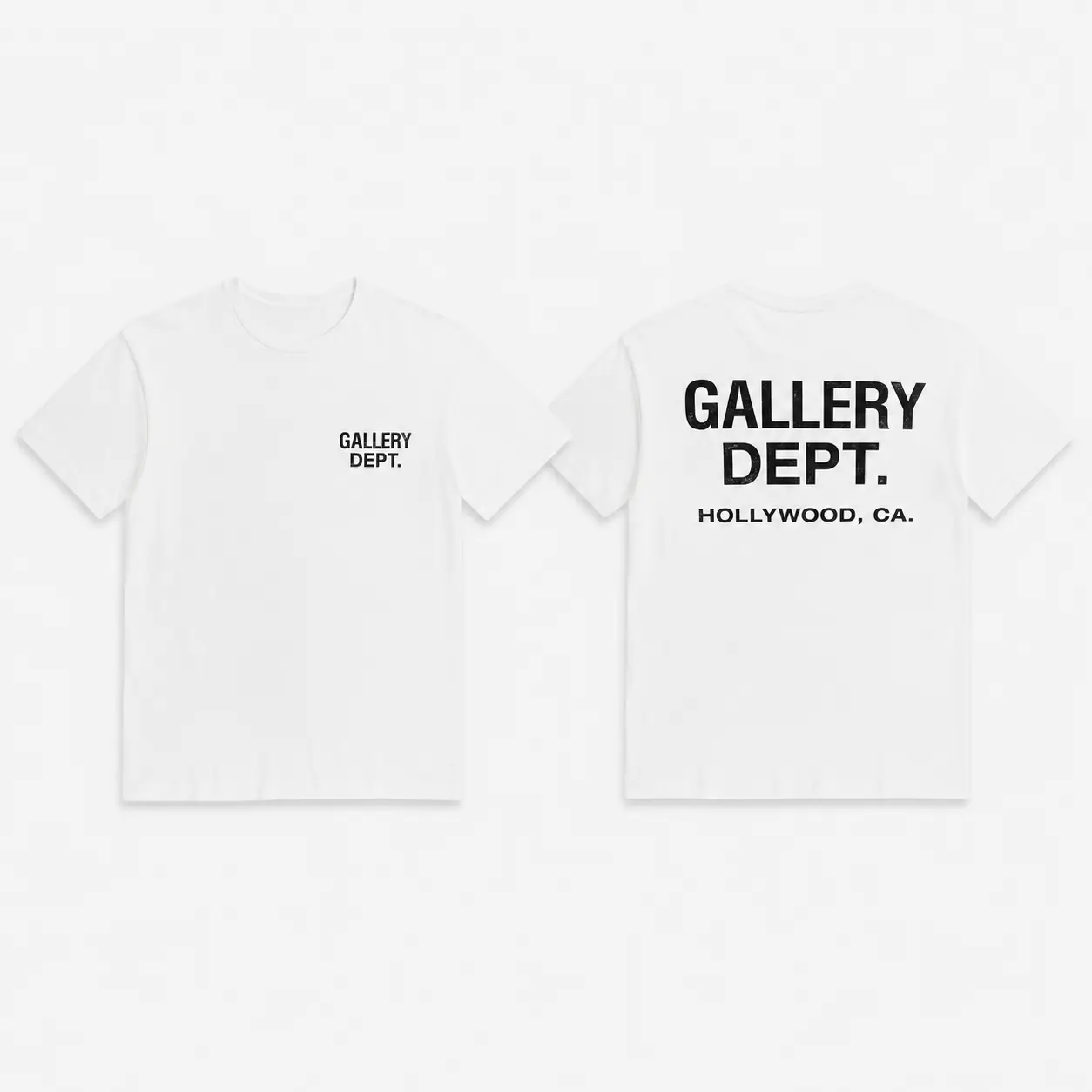 Gallery Dept Hollywood CA Graphic T Shirt White Front Back Print Unisex Minimalist Streetwear Tee