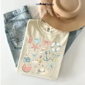Comfort Colors coastal coquette summer vibe aesthetic design for beach lovers vacation outfit tshirt soft relaxed fit breezy style, coastal shirt, summer tshirt, beach outfit tee, aesthetic shirt, casual tshirt