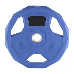 2-Inch Rubber Coated Weight Plates Blue-Coded Bumper Plates for Home Gym, 45Lbs Barbell Weights for Men & Women
