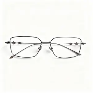 FIANPOR Diamond-Patterned Temples Pure Titanium Small Square Frame Glasses for Stylish Vision Comfort