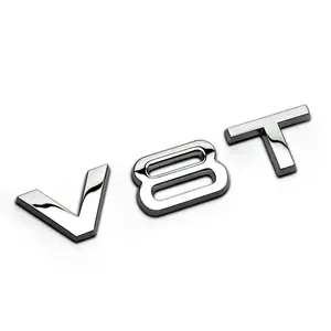 ABS Letter Number V8T Emblem for A4L A5 A6L A7 A8L TT RS7 SQ5 Car Styling Fender Side Badge Discharge Logo Sticker