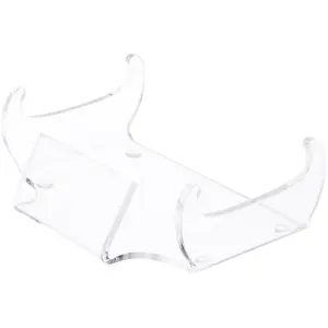 Plymor Clear Acrylic Display Rest Holder for Models, Fossils, or Knives with Label Front