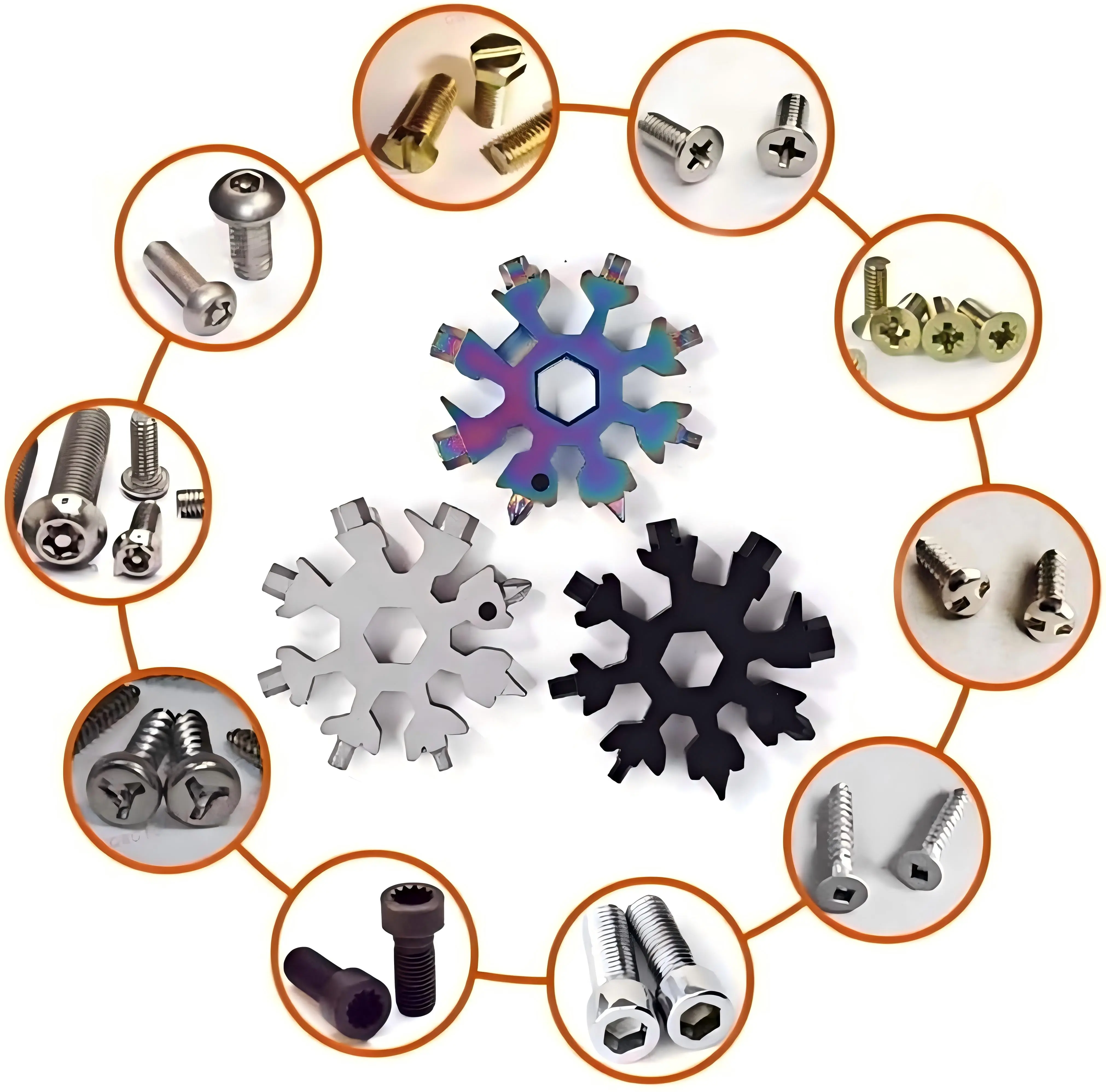 4 Pcs 18-in-1 Stainless Steel Snowflake Multi-Tool, Portable Multi ...