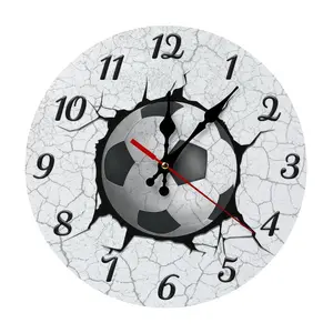 10/12 Inch Soccer Ball Breaking Through Wall Clock | Silent  Cracked Wall Design, Battery Not Included, Perfect Gift For Soccer Fans, Boys Bedroom, Game Room