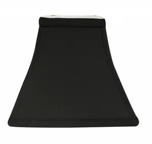 HomeRoots 469992 Square Bell Shantung Lampshade, 12" x 14" x 14", Black with White Lining, 1.1 lbs, Traditional Bedroom Lighting Accessory, Bulbs Required
