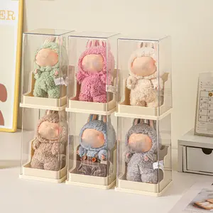 4-Piece Transparent Display Case Set for Plush Toys & Collectibles, Dustproof Storage Box for Dolls & Miniature Figurines (no Figures Included)