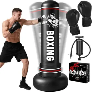 Punching Bag for Adults with Stand, 74.8'' Free Standing Heavy Boxing Bag with Gloves and Pump for Men Women Teen Boys Girls Kickboxing Beginners Home Training MMA Muay Fitness Thai