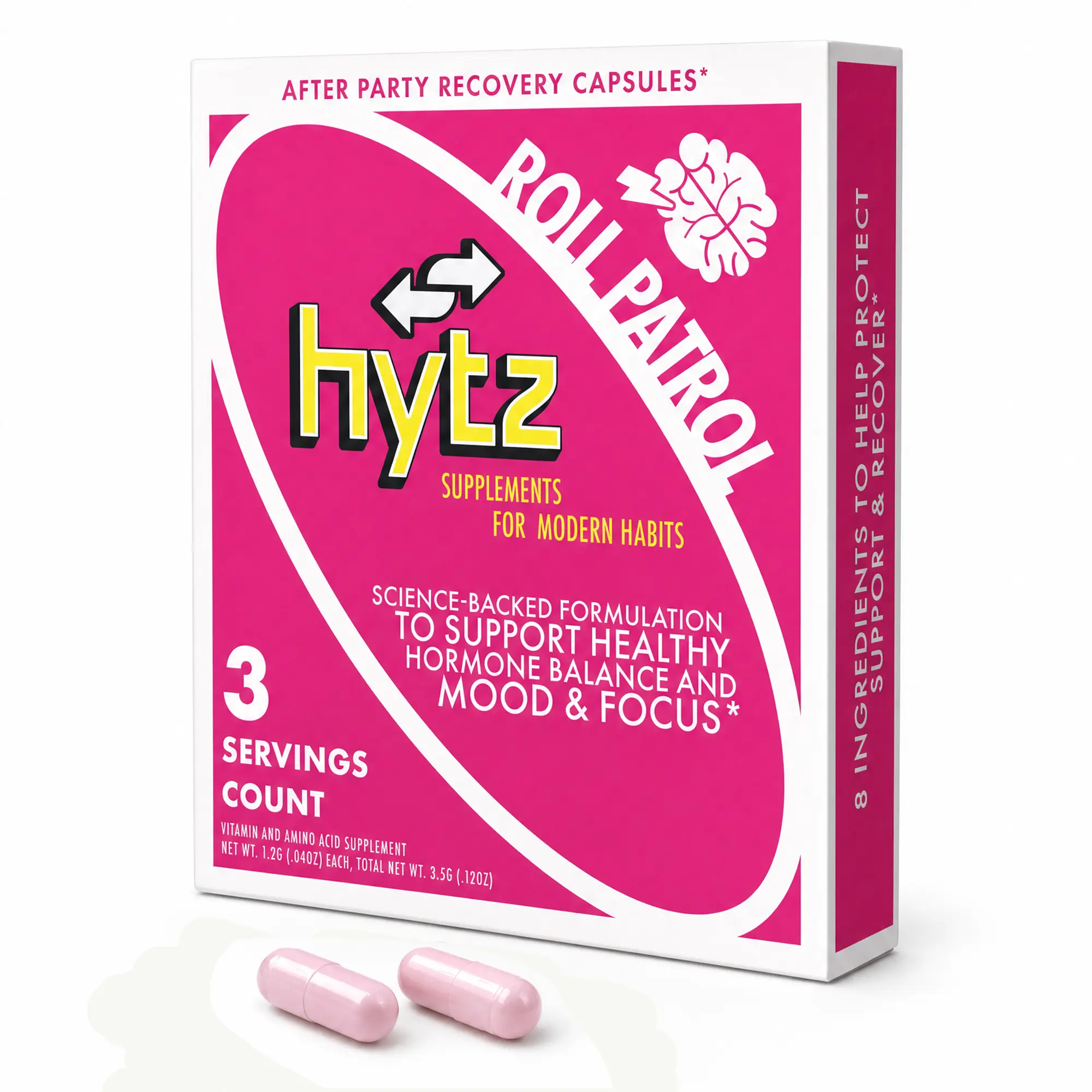 Roll Patrol Party Recovery Supplement with 5-HTP, Magnesium & Electrolytes, Hydration & Antioxidant Support Capsules