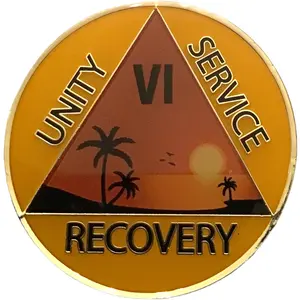 The Sunset Beach Sobriety Medallion - Creative Multicolored Enamel, Recovery Chip, Token, Coin