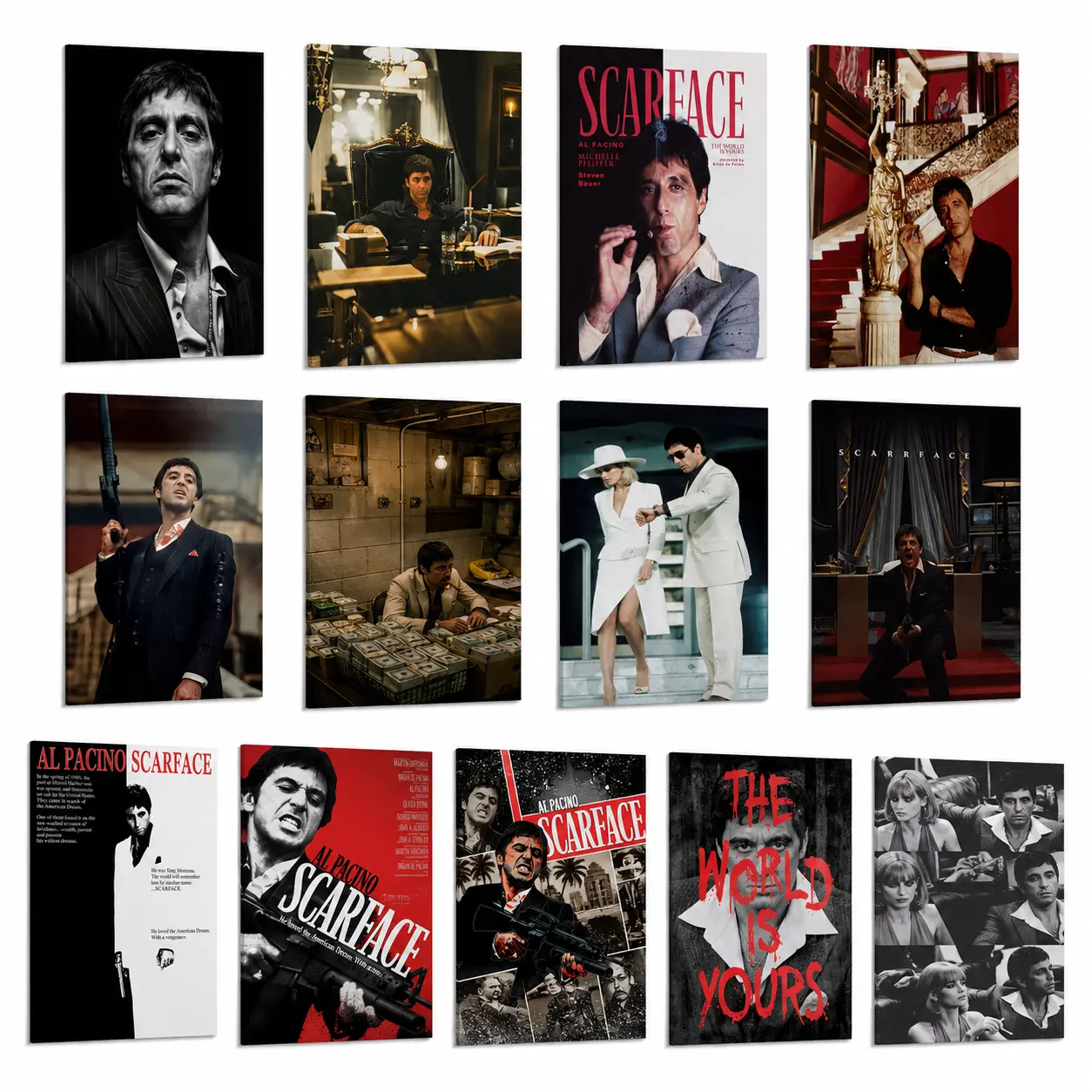 Scarface Tony Montana Artistic Canvas Wall Art Photo - Classic Gangster Movie Poster Print, Vintage Mafia Style Home Decor for Living Room, Movie Fan Gift