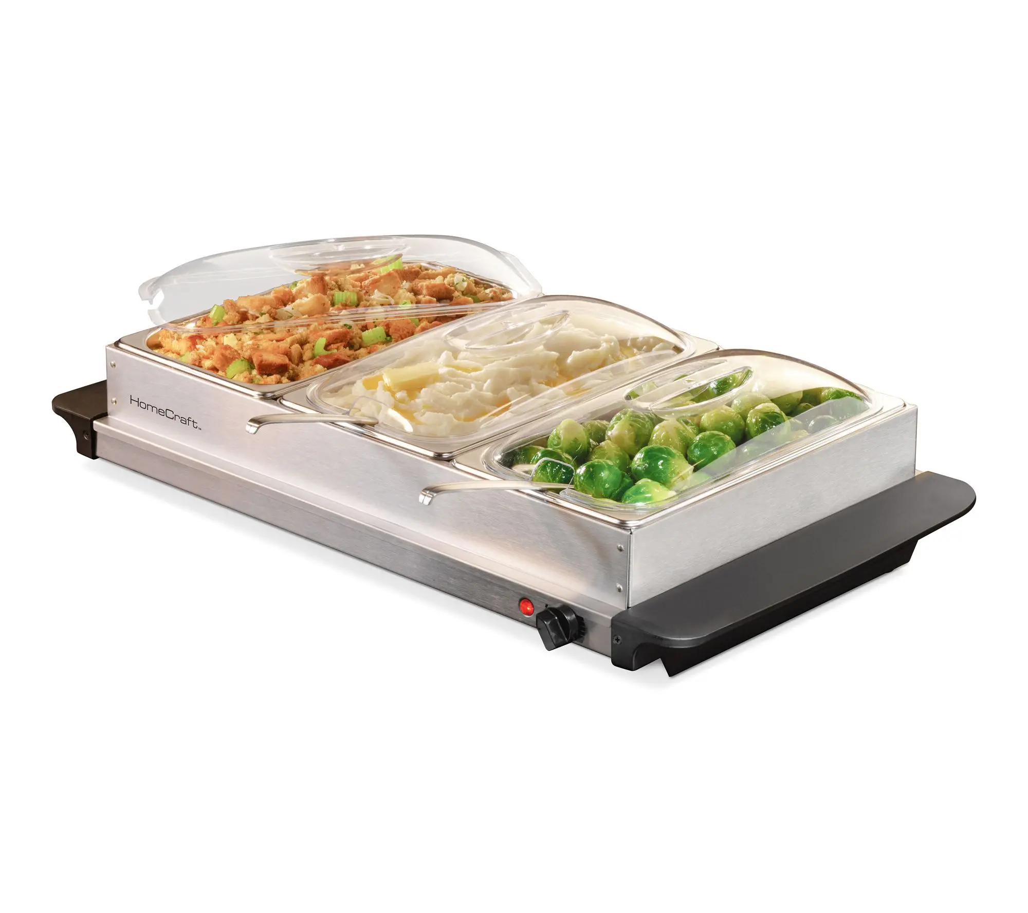 HomeCraft 3-Station 2.5-Quart Stainless Steel Buffet Server