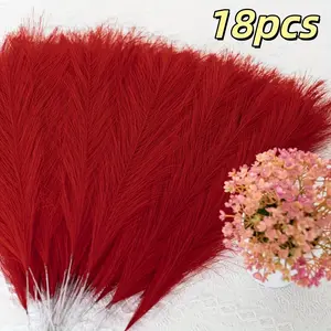 18 Pcs Sharkbee Artificial Willow Grass, Elegant Fluffy Plastic Decor, Artificial Plants, No Maintenance, Easy Assembly, Perfect for Weddings, Christmas, Home Office, Plastic Fake Greenery