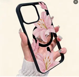 Pink Lilies Phone Case Is Suitable For IPhone 16/15/14/13/12 Pro/11/XS Max 68 Plus. It Features A Fashionable And  Pattern Design. The Transparent Case Comes In Multiple Colors And Is A Classic Shockproof Mixed Transparent Phone Case Gift.