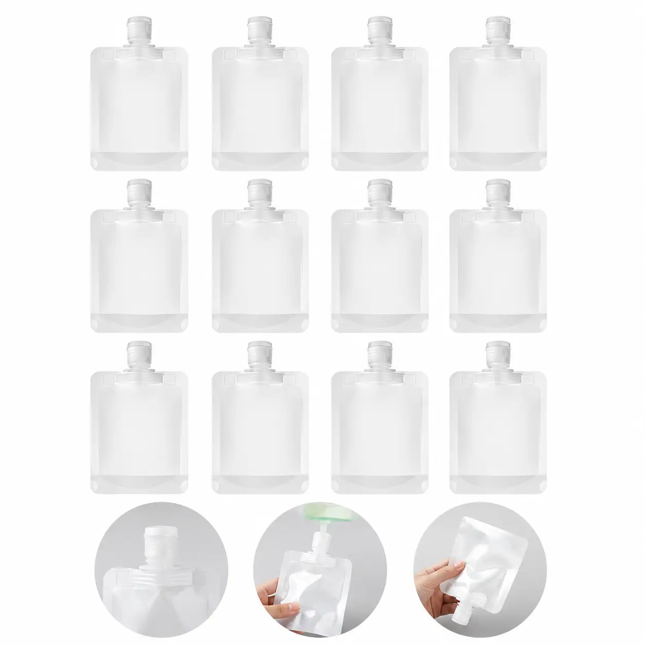 12 Counts Portable Empty Travel Bottle Set,50/100 ML Refillable Squeeze Bottle,Squeeze Bulk Pouches,Portable Travel Container for Skincare,Shampoo,Lotion,Shower Gel.Durable Makeup[Back to School] - MM2