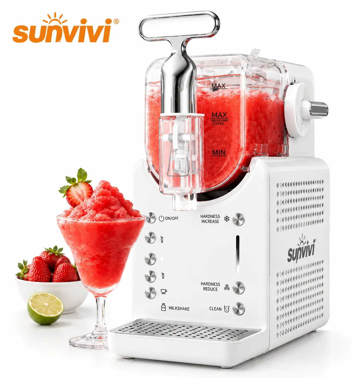 Sunvivi Home Countertop Slushie Machine - 68oz Large Capacity No-Ice Frozen Drink Maker for Home Users, 5 Preset Modes, Fast Cooling, Self-Cleaning for Frozen Drinks, Household Specialty Kitchen Appliance