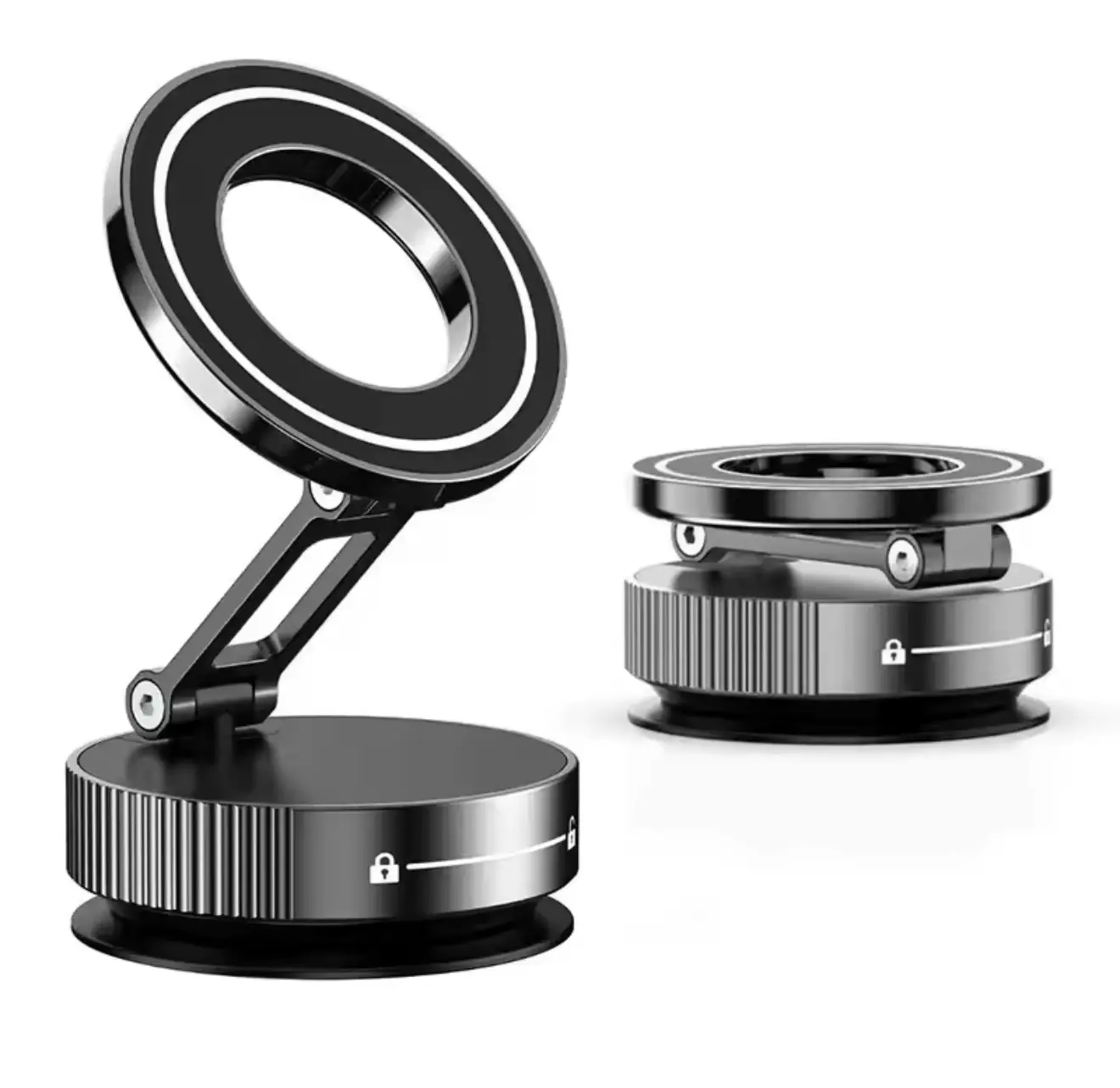Magnetic Vacuum Phone Holder 360° Electric Suction Car Mount Double-Sided Swivel Stand for Car Mirror Gym Kitchen Hands-Free Portable Phone Holder Enhanced Stability