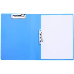 Double  Clips File Folder Report Cover, Punchless Binder, Office Project Folder, Commercial or School Documents File Folder, for Letter Size or A4 Size, 100 Sheet Capacity, Blue