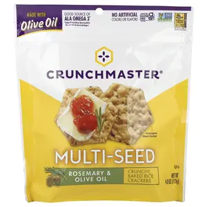 Crunchmaster Multi-Seed, Crunchy, Baked Rice Crackers, Rosemary & Olive Oil, 4 oz (113 g)