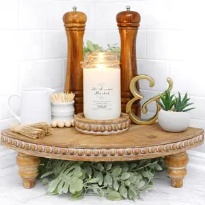 Corner Shelf Stand [with Removable ] - Bathroom Countertop Organizer, Decorative Tray Riser, Beaded Wooden Tray, Corner Tray  Stand, Coffee Bar Organizer for Kitchen Countertop