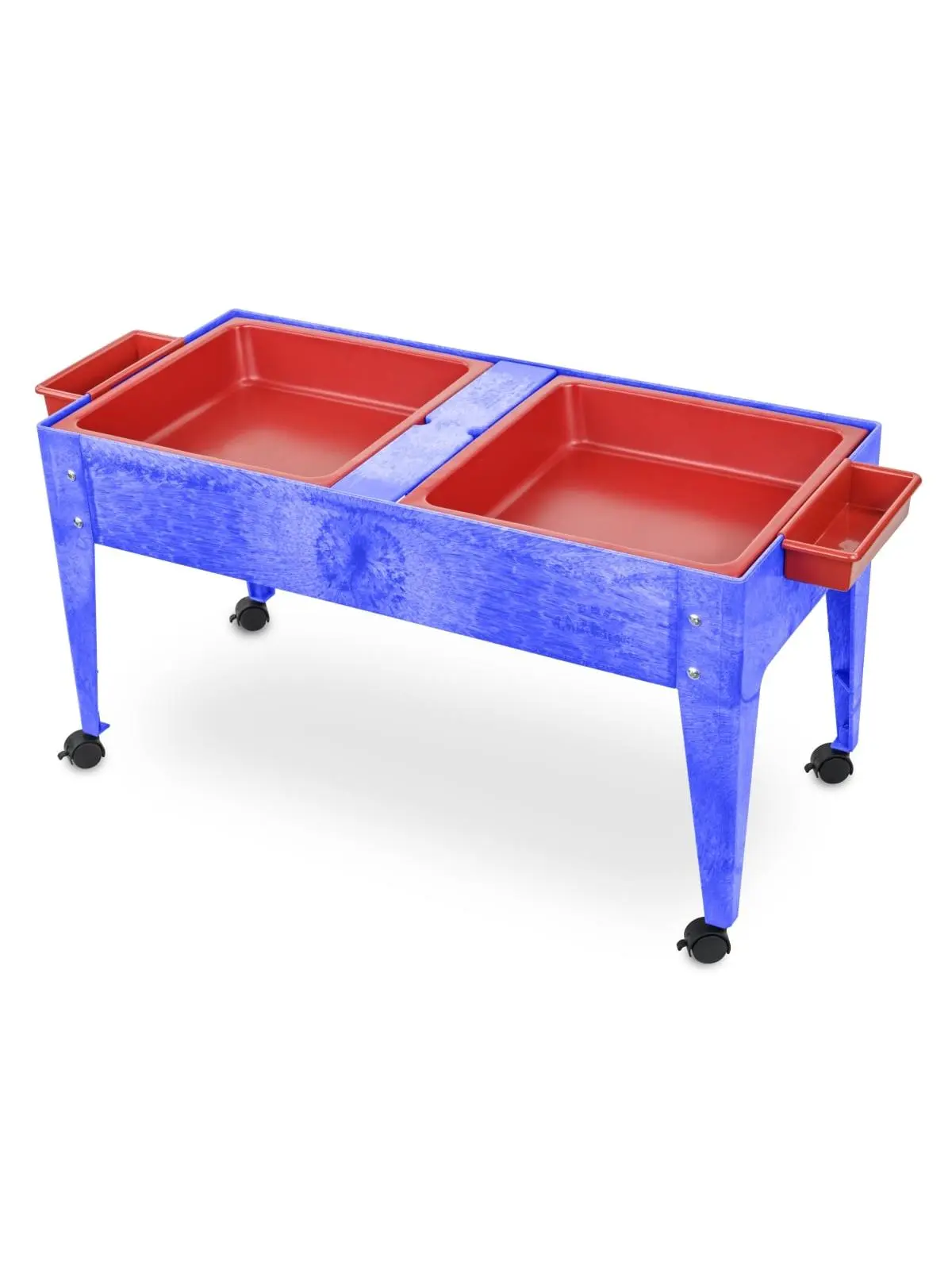 Childbrite S18345 Youth Double Mite Trolley - 35 lbs Capacity, 4" Deep Red Tubs, Blue Frame, White Plastic Lid