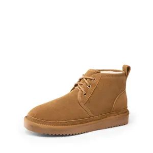 Dream Pairs FuzzyGo Lace-Up Ankle Winter Booties – Genuine Suede, Faux-Fur Snow Collar, Warm Cushion