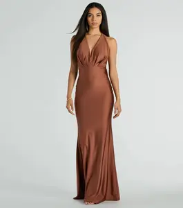 Dallas V-Neck Halter Open Back Mermaid Formal Dress