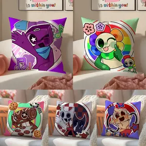 Cartoon Art D-Dandys World Cushion Cover Vibrant Digital Print Plush Sofa Pillow Cover, Soft Breathable Cushion Case with Hidden Zipper, Machine Washable Summer Cool Throw Pillow, Colorful Home Decor for Living Room Bedroom Gift
