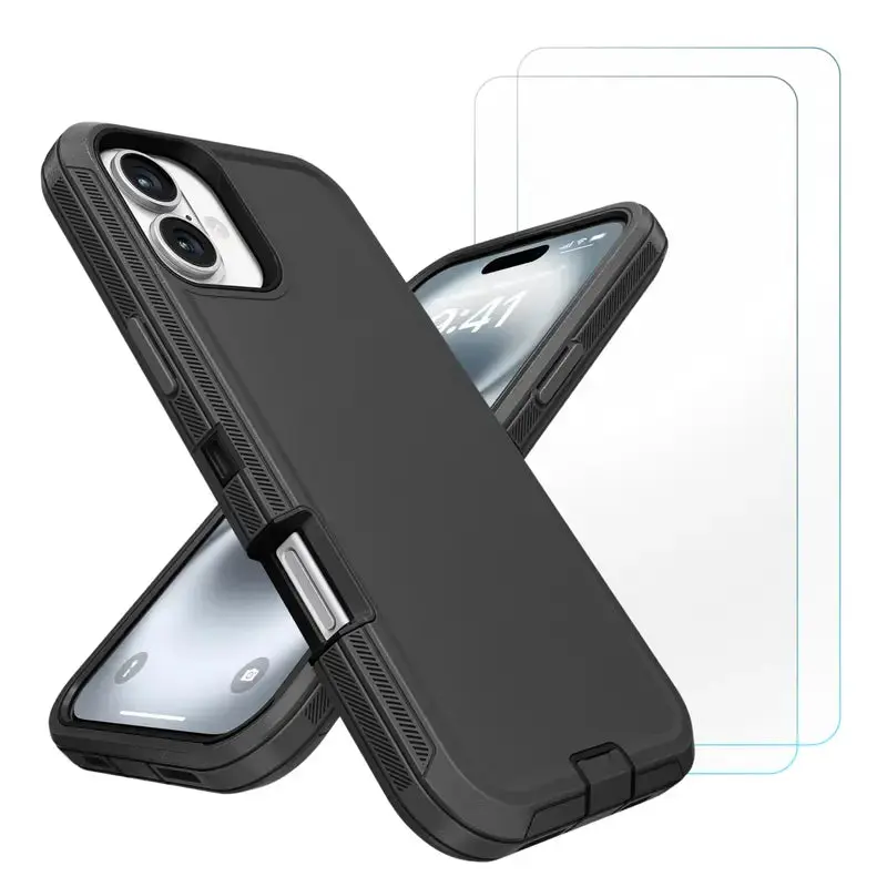 Entronix Bundle Compatible with iPhone 17 - Heavy Duty Case & 2 Clear Screen Protectors