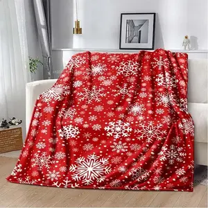 DGN42Christmas Snowflake Flannel Throw Blanket Cute Gingerbread Man Lightweight Soft Warm Plush Bed Sofa Couch Kids Adults G3Jm