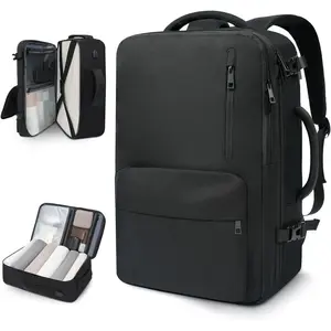 35L Travel Backpack | 180° All-Open Design | Multi-Pockets | Airline Approved Carry on |15.6 inch Laptop Compartment | USB Port |Perfect for Travel Business College Bookbags |Men Women,Black