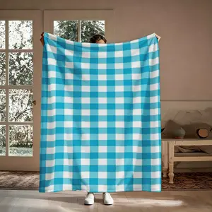 Blue White Checkered Flannel Blanket, Ultra Soft Warm Plaid Throw for All Seasons, Ideal Blanket for Sofa Nap Camping & Gift, Lightweight Breathable for Women Men Teens