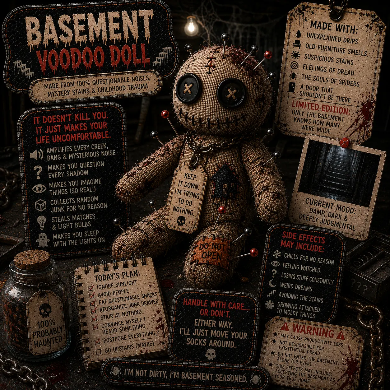 Basement voodoo doll magnet