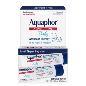Aquaphor Baby Advanced Therapy Healing Ointment Skin Protectant Hypoallergenic 2 Pack for Diaper Rash Relief & Dry Skin