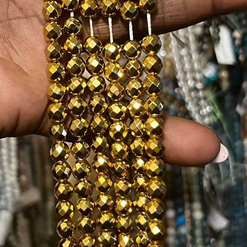 Faceted Gold hematite