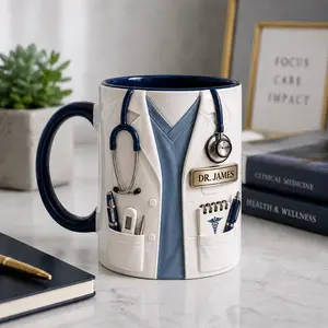 Personalized Doctor Mug Gift, Custom Name Medical Coffee Mug, Doctor Coat Mug Design, Nurse Practitioner Gift, Healthcare Mug